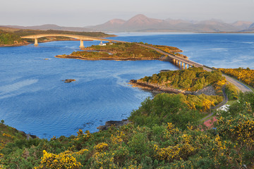 The bridge to Isle of Skye at sunrise - Scotland, UK