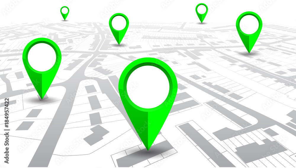 Poster GPS navigator pointer on city map – stock vector