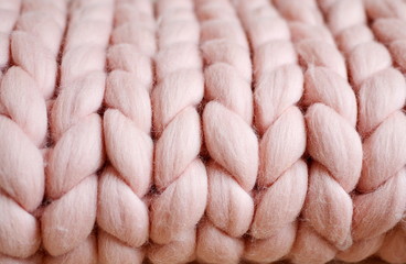Giant Pink Plaid Woolen Knitted Texture Colorful