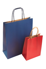 Ecological recycling paper packages, blue and red paper bags