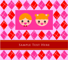 cute valentine couple greeting card vector