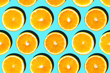 Sliced orange arranged in pattern.Top view.