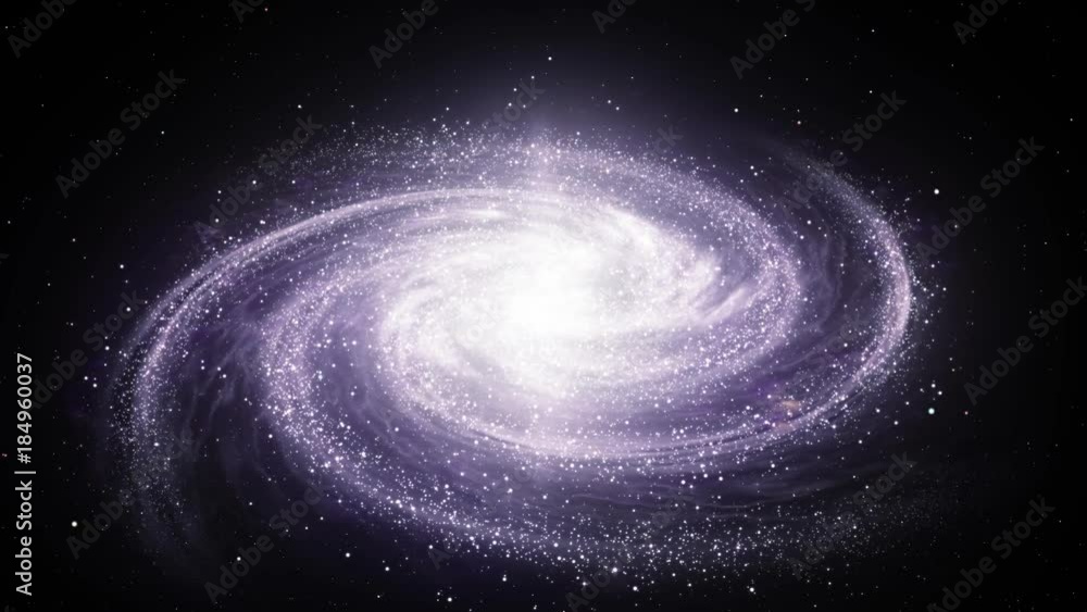 Wall mural spiral milky way galaxy rotating in space filled with stars and nebulas. bright galactic core shines