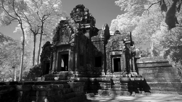 Slowly moving past Wat Thommanon in the Angkor Wat Archeological Park, part of the UNESCO world heritage site.