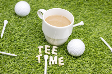 Coffee break or tea break for golfer on green course