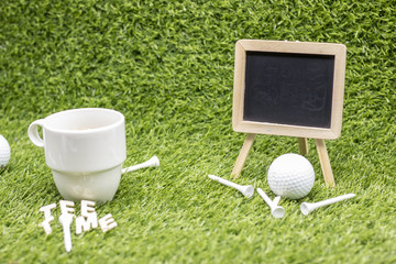 Coffee break or tea break for golfer on green course