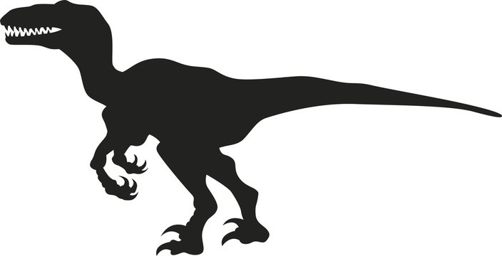 Vector silhouette of a velociraptor dinosaur