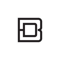 Initial letter B and D, BD, DB, overlapping D inside B, line art logo, black monogram color