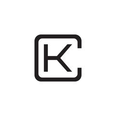 Initial letter C and K, CK, KC, overlapping K inside C, line art logo, black monogram color