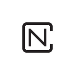 Initial letter C and N, CN, NC, overlapping N inside C, line art logo, black monogram color