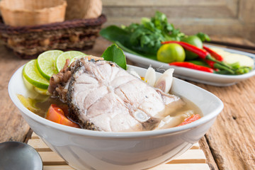 Spicy Sour Soup with fish with mushroom