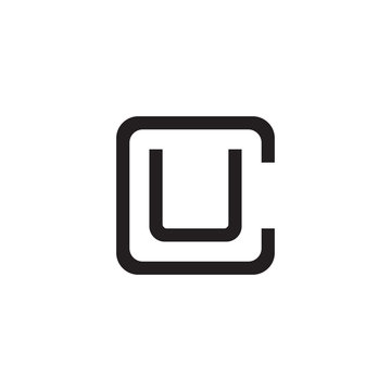 recommend clip art: Initial letter C and U, CU, UC, overlapping U inside C, line art logo, black monogram color