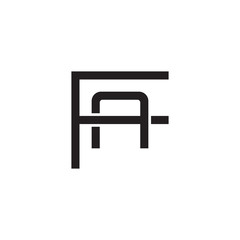 Initial letter F and A, FA, AF, overlapping A inside F, line art logo, black monogram color