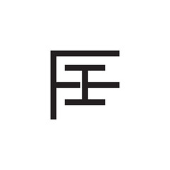 Initial letter F and I, FI, IF, overlapping I inside F, line art logo, black monogram color