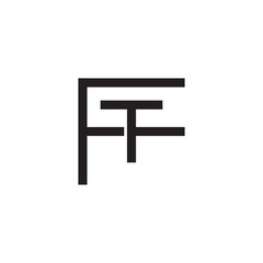 Initial letter F and T, FT, TF, overlapping T inside F, line art logo, black monogram color