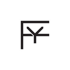 Obraz premium Initial letter F and Y, FY, YF, overlapping Y inside F, line art logo, black monogram color