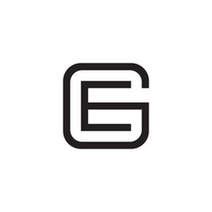 Initial letter G and E, GE, EG, overlapping E inside G, line art logo, black monogram color