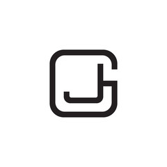 Initial letter G and J, GJ, JG, overlapping J inside G, line art logo, black monogram color