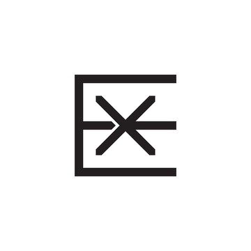recommend clip art: Initial letter E and X, EX, XE, overlapping X inside E, line art logo, black monogram color