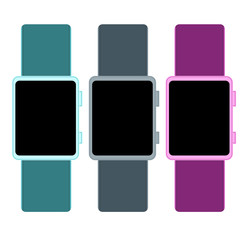 smartwatch digital accessory flat icon set