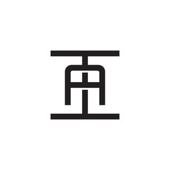 Initial letter I and A, IA, AI, overlapping A inside I, line art logo, black monogram color