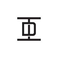 Initial letter I and D, ID, DI, overlapping D inside I, line art logo, black monogram color