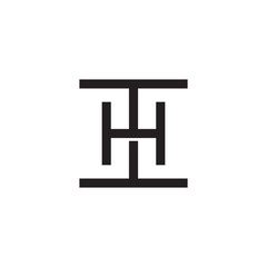 Initial letter I and H, IH, HI, overlapping H inside I, line art logo, black monogram color