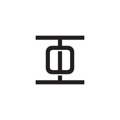 Initial letter I and O, IO, OI, overlapping O inside I, line art logo, black monogram color