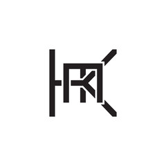 Initial letter K and M, KM, MK, overlapping M inside K, line art logo, black monogram color