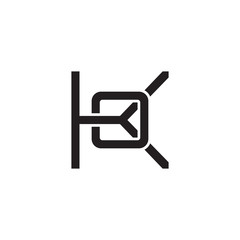 Initial letter K and O, KO, OK, overlapping O inside K, line art logo, black monogram color