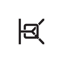 Initial letter K and Q, KQ, QK, overlapping Q inside K, line art logo, black monogram color