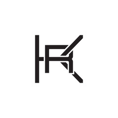 Initial letter K and R, KR, RK, overlapping R inside K, line art logo, black monogram color