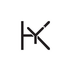 Initial letter K and Y, KY, YK, overlapping Y inside K, line art logo, black monogram color