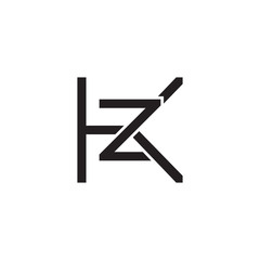 Initial letter K and Z, KZ, ZK, overlapping Z inside K, line art logo, black monogram color
