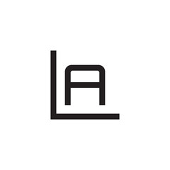Initial letter L and A, LA, AL, overlapping A inside L, line art logo, black monogram color