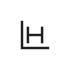Initial letter L and H, LH, HL, overlapping H inside L, line art logo, black monogram color