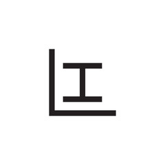 Initial letter L and I, LI, IL, overlapping I inside L, line art logo, black monogram color