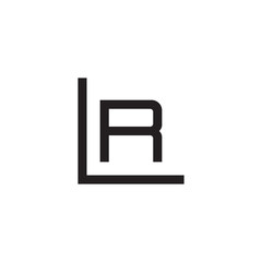 Initial letter L and R, LR, RL, overlapping R inside L, line art logo, black monogram color