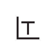 Initial letter L and T, LT, TL, overlapping T inside L, line art logo, black monogram color