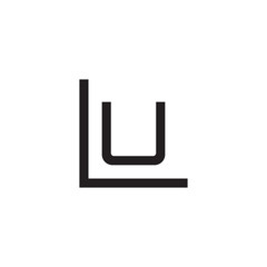 Initial letter L and U, LU, UL, overlapping U inside L, line art logo, black monogram color