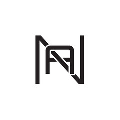 Initial letter N and A, NA, AN, overlapping A inside N, line art logo, black monogram color