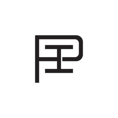 Initial letter P and I, PI, IP, overlapping I inside P, line art logo, black monogram color