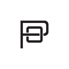 Initial letter P and O, PO, OP, overlapping O inside P, line art logo, black monogram color