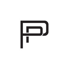 Initial letter P and P, PP, overlapping P inside P, line art logo, black monogram color