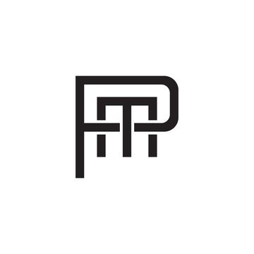 recommend clip art: Initial letter P and M, PM, MP, overlapping M inside P, line art logo, black monogram color