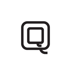 Initial letter Q and Q, QQ, overlapping Q inside Q, line art logo, black monogram color