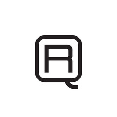 Initial letter Q and R, QR, RQ, overlapping R inside Q, line art logo, black monogram color