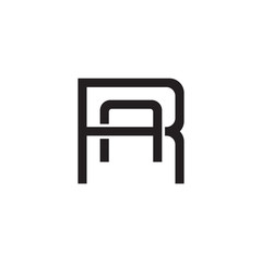 Initial letter R and A, RA, AR, overlapping A inside R, line art logo, black monogram color