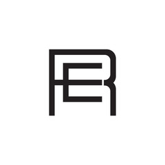 Initial letter R and E, RE, ER, overlapping E inside R, line art logo, black monogram color