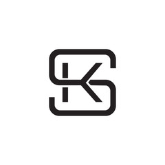Initial letter S and K, SK, KS, overlapping K inside S, line art logo, black monogram color